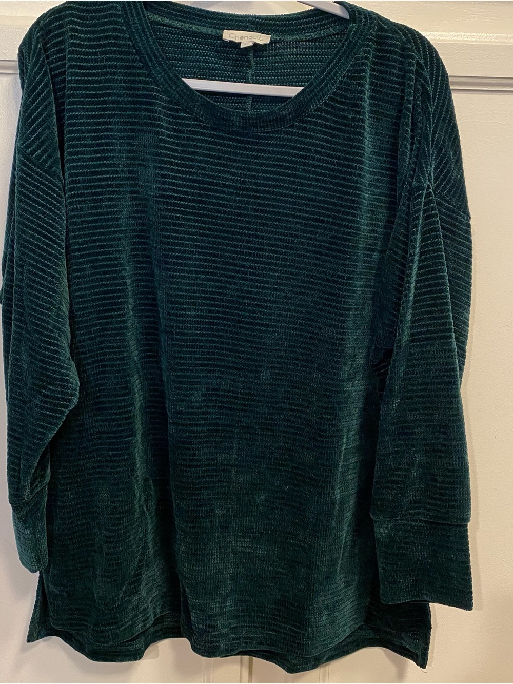 Chenault Teal Ribbed Velvet Top